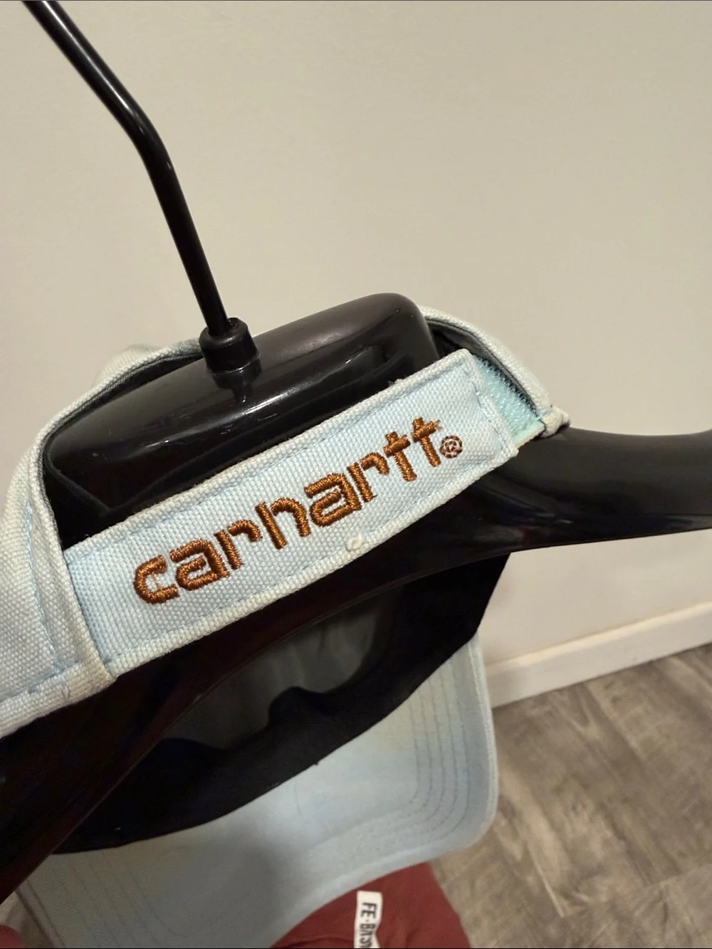 Carhartt Pale Blue Cotton Baseball Cap with Leather Logo Patch